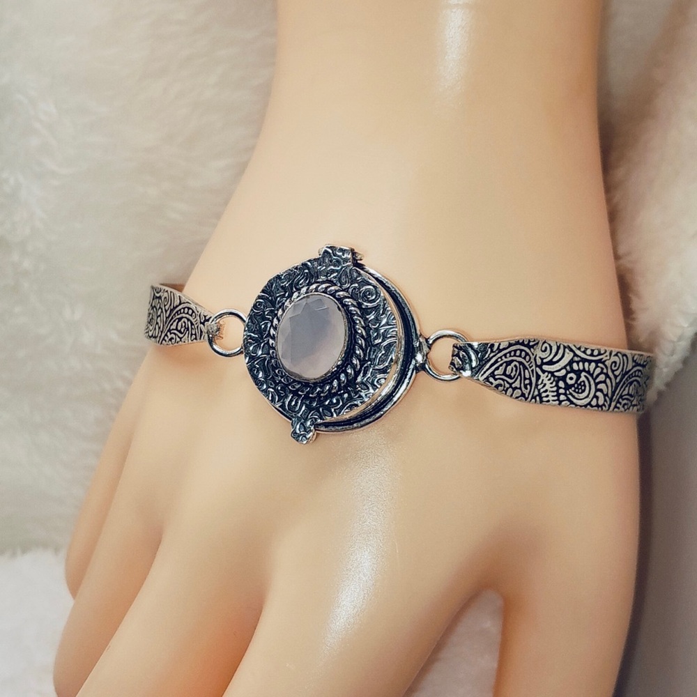Genuine Rose Quartz Gemstone Handmade Poison Bangle